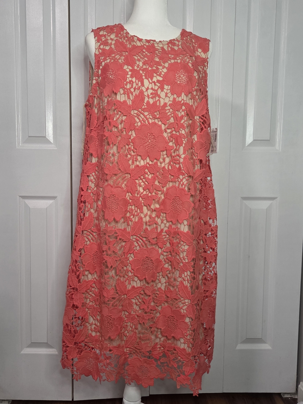 Dress Barn NWT Coral Lace Overlay Floral Midi Dress SIZE 16